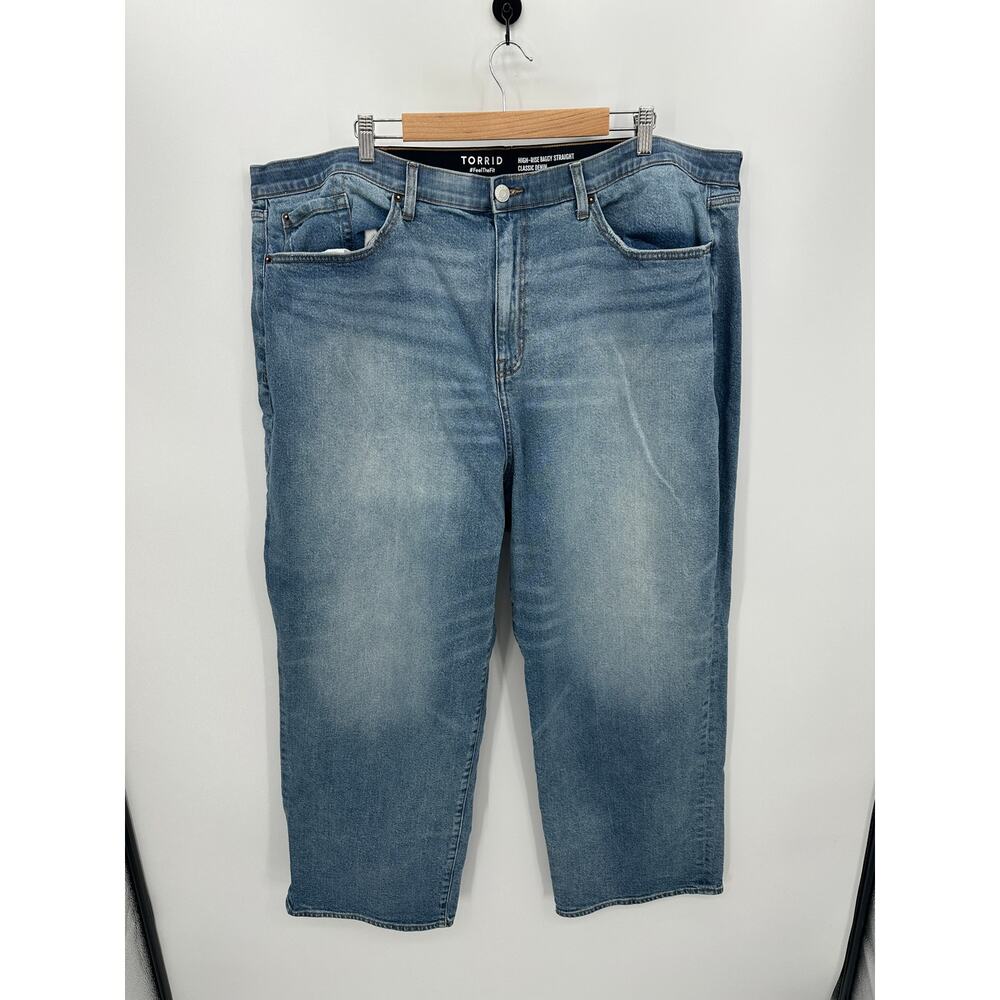 Torrid High Rise Baggy Straight Denim Jeans Women 26R Light Wash‎ Stretch Waist